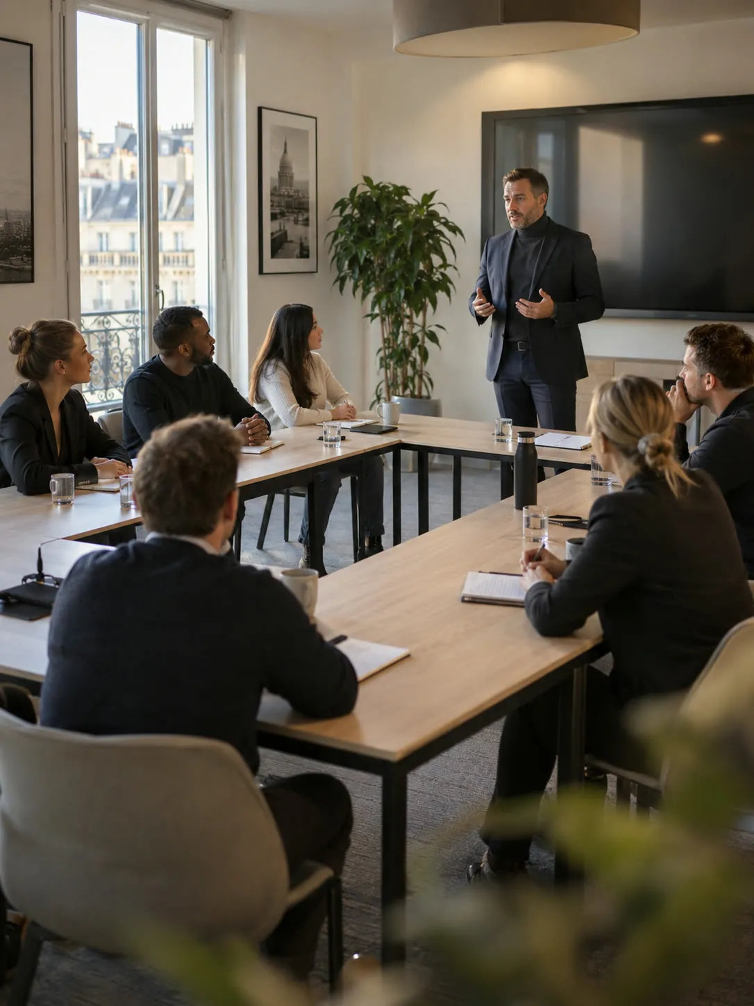Formateur animant une session devant un groupe